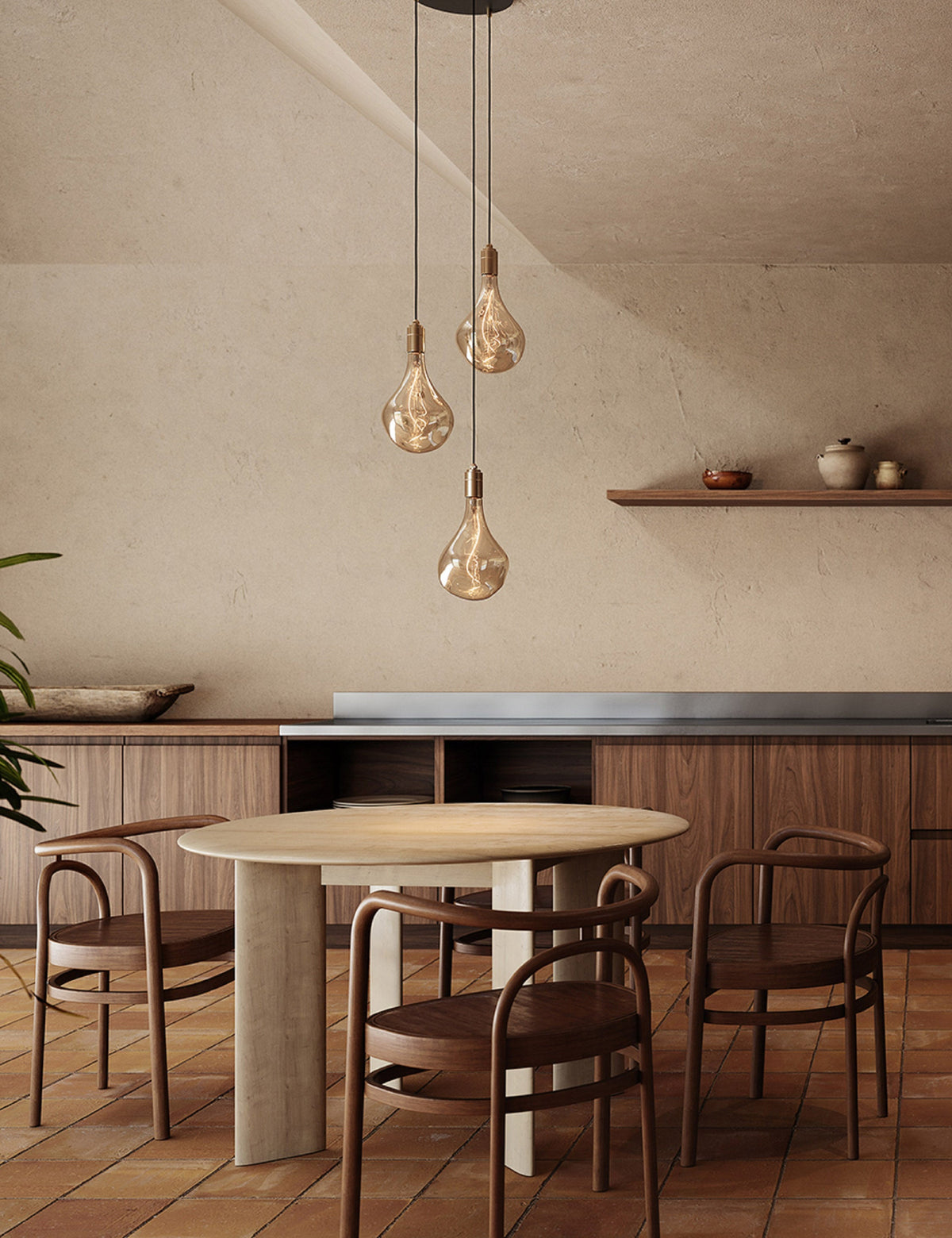 Triple Pendant Light with Voronoi II - Modern Ceiling Pendant Light